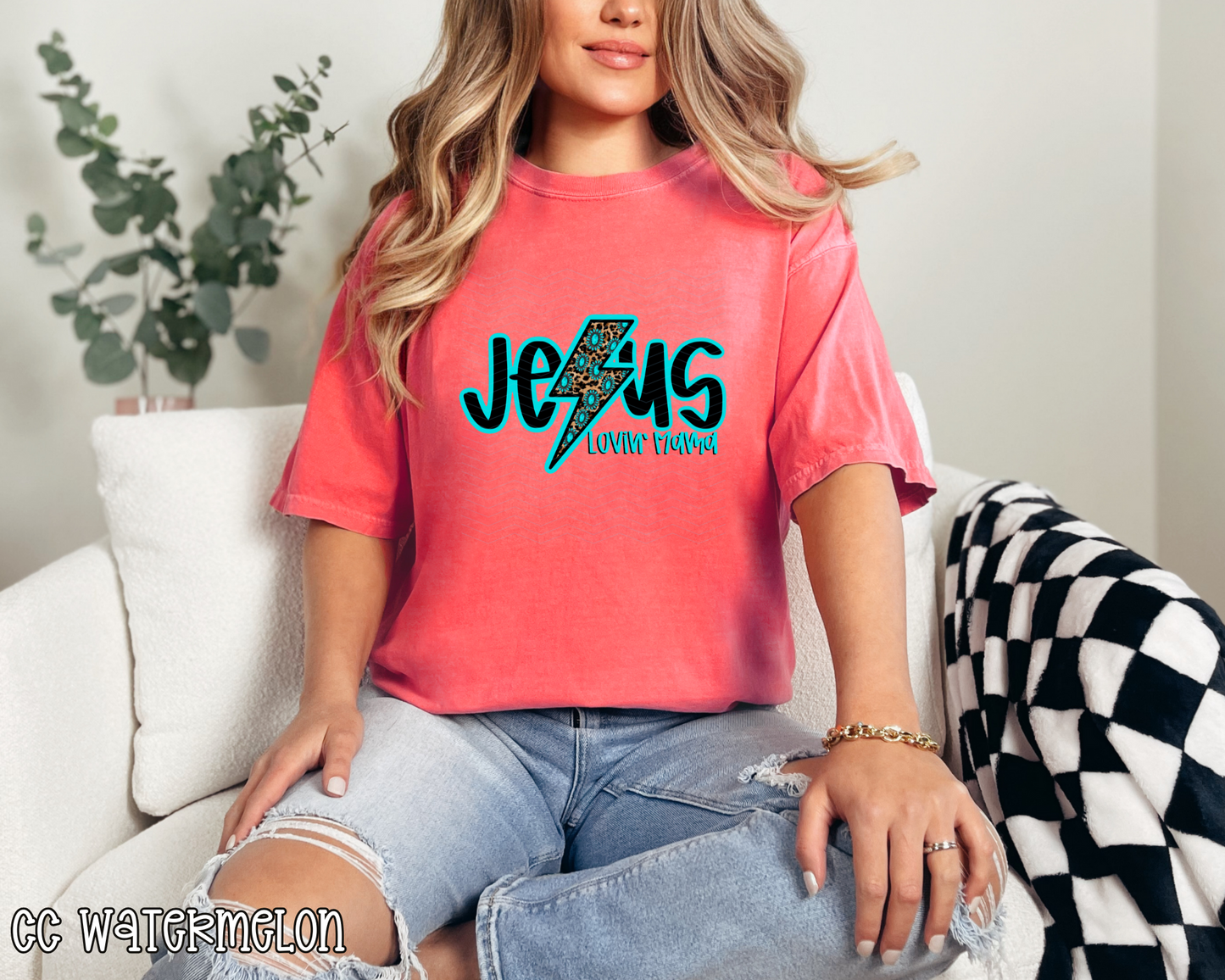 Jesus Lovin' Mama turquoise DTF TRANSFER
