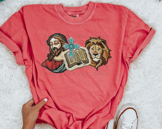 Jesus Is King faux emb