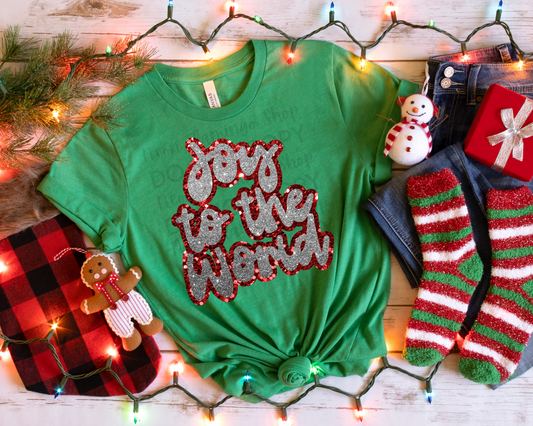 Joy to the World red glitter