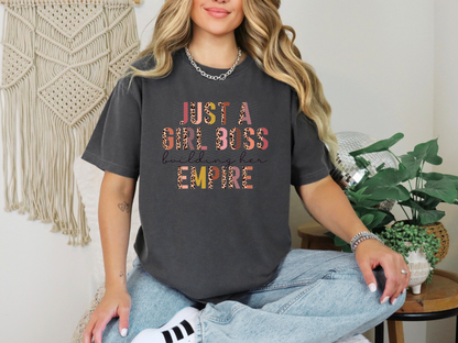 Just A Girl Boss Building Her Empire Half Leopard DTF TRANSFER