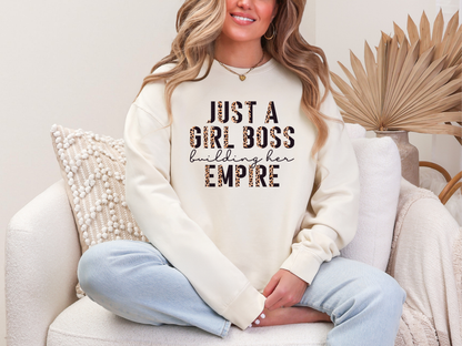 Just A Girl Boss Building Her Empire Half Leopard DTF TRANSFER