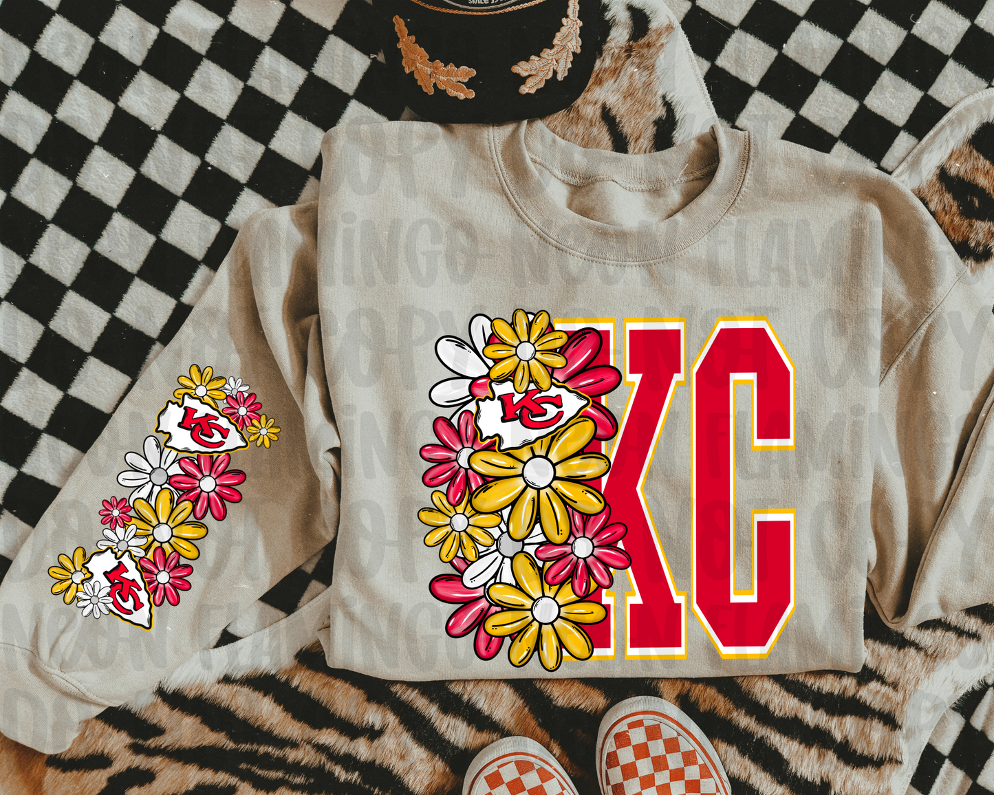 Kansas City Chiefs Floral with Sleeve Option DTF TRANSFER