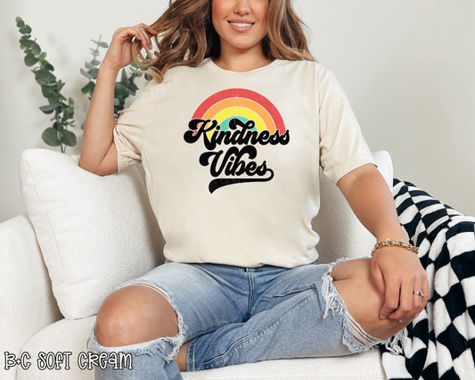 Kindness Vibes Retro Rainbow DTF TRANSFER