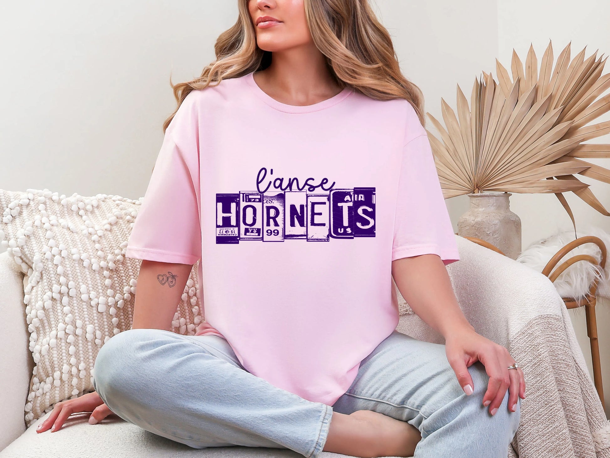 LIcense Plate Mascot - L'Anse Hornets DTF TRANSFER