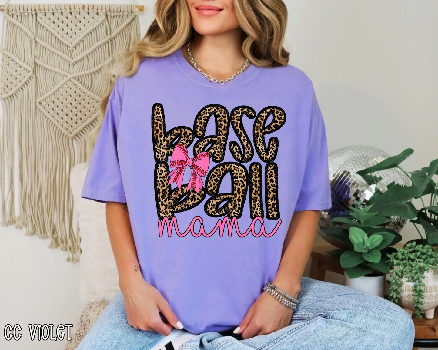 Leopard Baseball Mama Bow