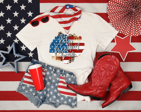 Let Freedom Ring Wooden Flag DTF TRANSFER