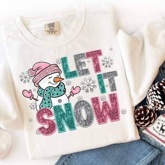 Let It Snow Faux Embroidery DTF TRANSFER