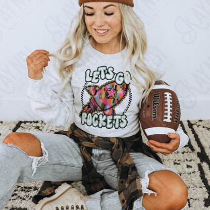 Let's Go Mascots Pink Brushstroke DTF TRANSFER
