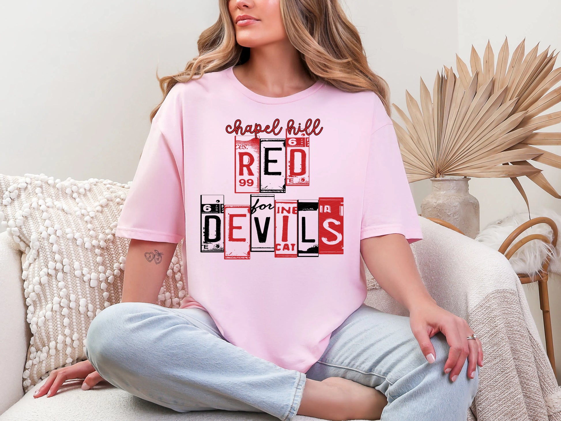 License Plate Mascot - Chapel Hill Red Devils Stacked DTF TRANSFER