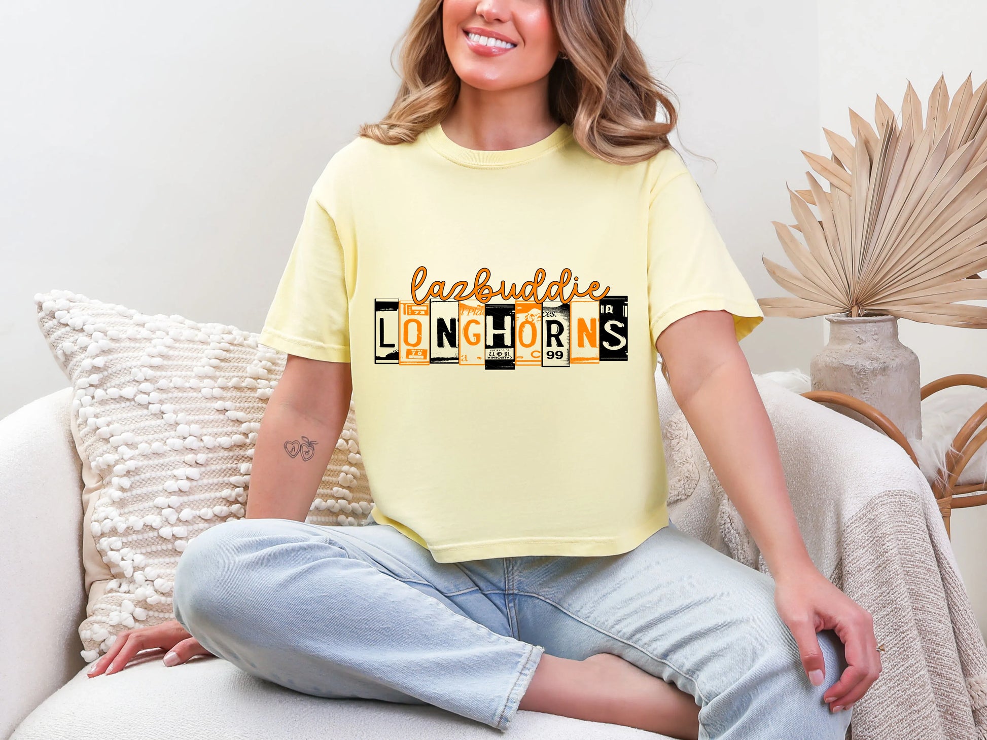 License Plate Mascot - Lazbuddie Longhorns Black & Orange DTF TRANSFER
