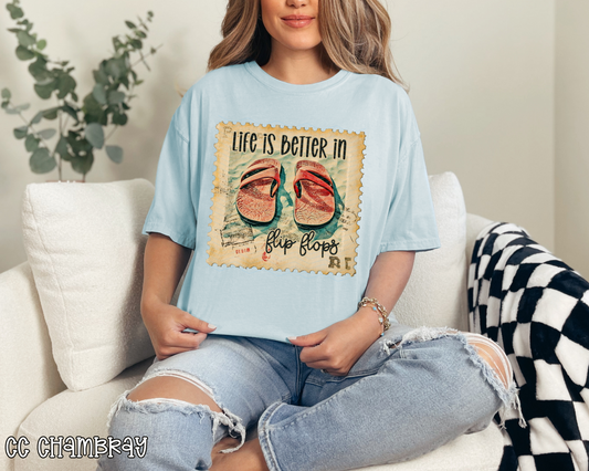 Life Is Better In Flip Flops Stamp DTF TRANSFER