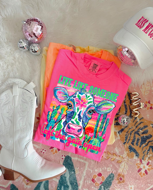 Live LIke Someone Left The Gate Open Neon Scene DTF TRANSFER