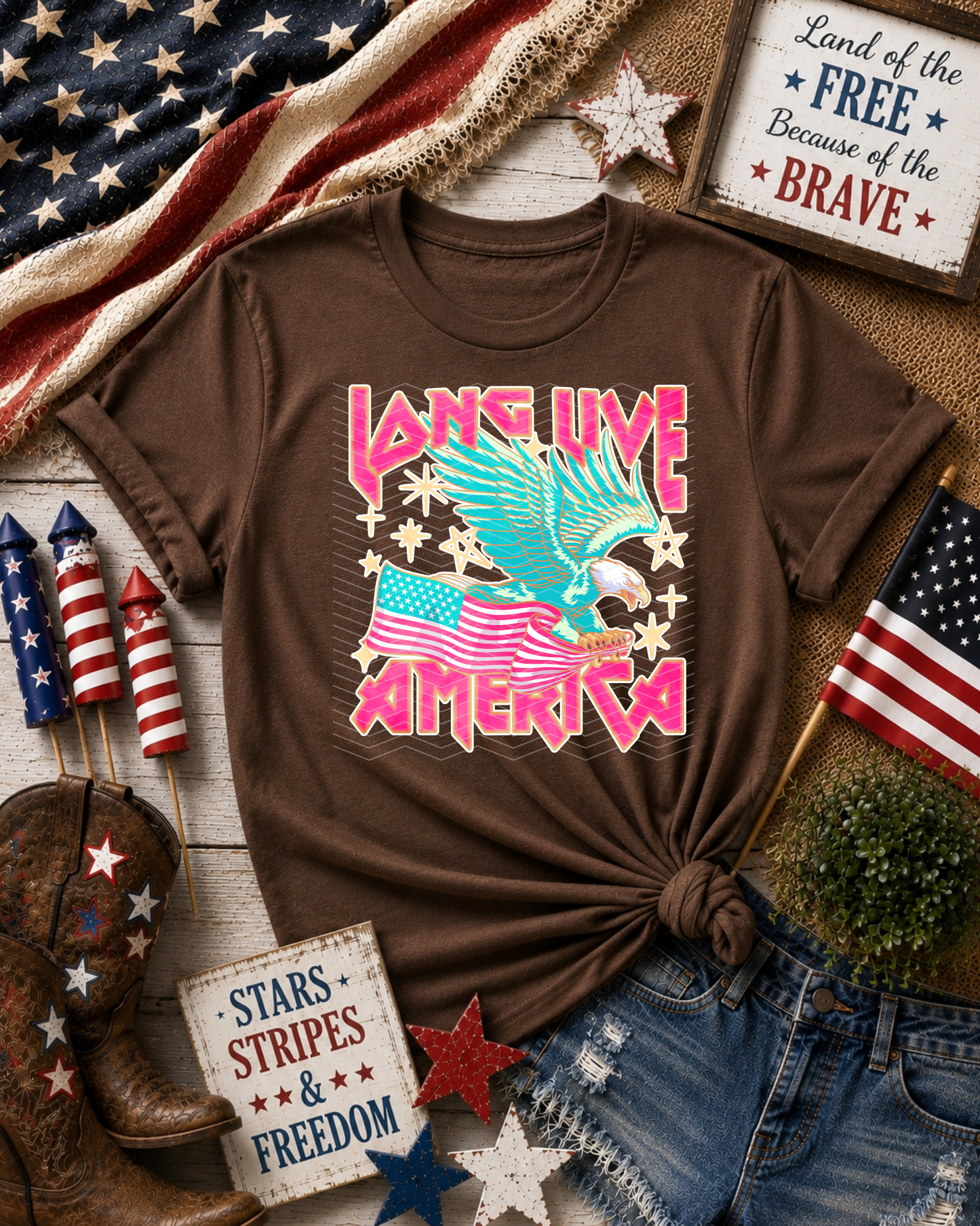 Long Live America Pink DTF TRANSFER