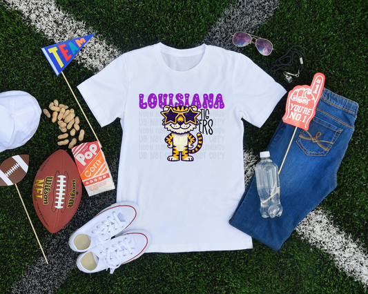 Louisiana Tigers Cartoon Mascot DTF TRANSFER