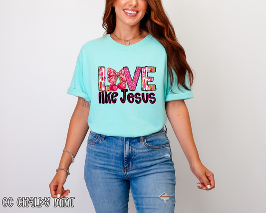 Love Like Jesus Cherry Brushstroke DTF TRANSFER