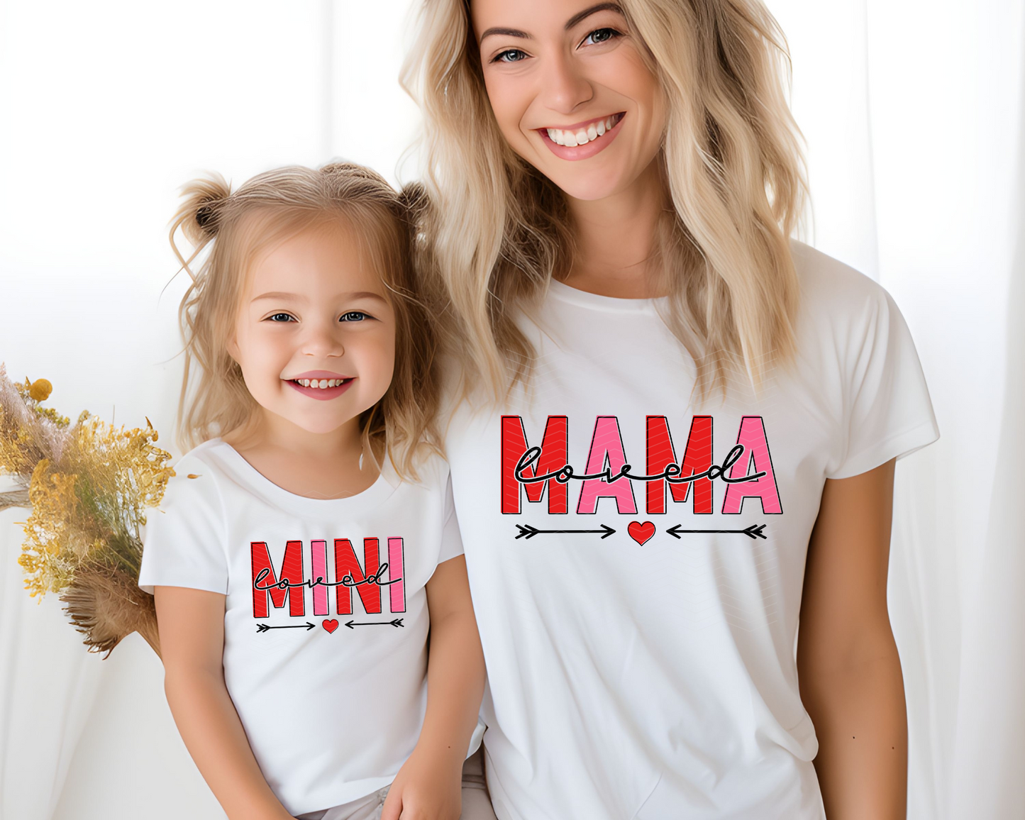 Loved Mama & Mini Arrow Pink Red DTF TRANSFER