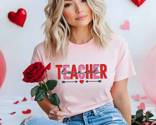 Loved Teacher Arrow Pink Red