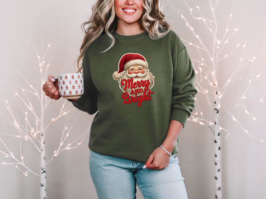 Merry and Bright Faux Yarn Santa DTF TRANSFER