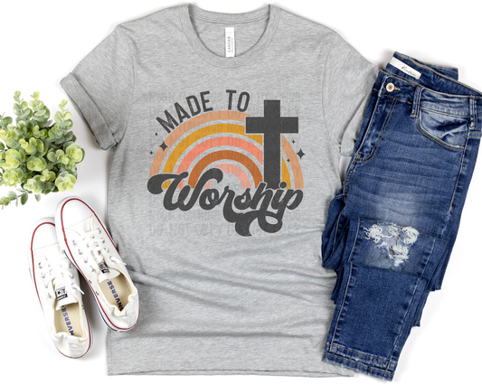 Made to Worship rainbow cross DTF TRANSFER