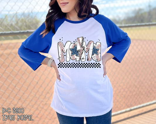 Mama Baseball Checkered Lightning DTF TRANSFER