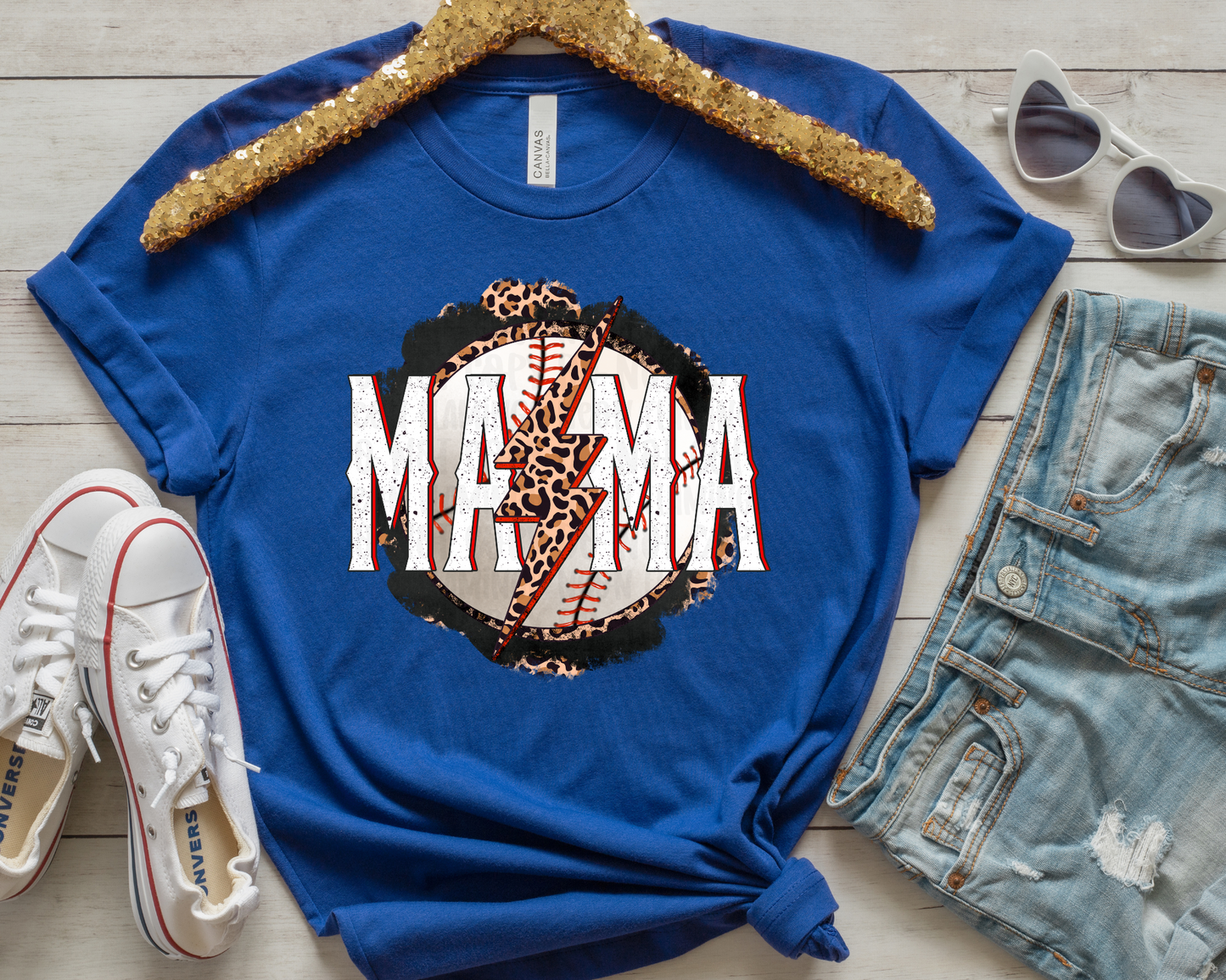 Mama Baseball Leopard Lightning