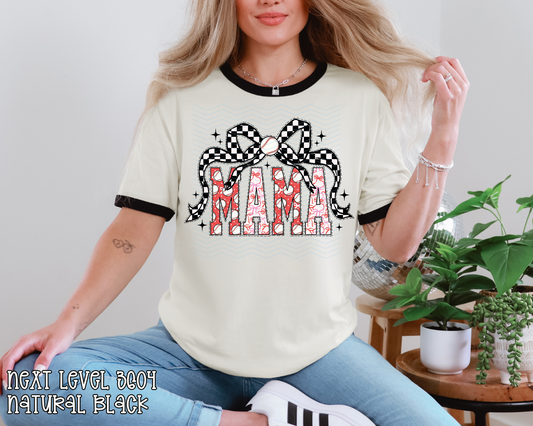 Mama Coquette Checkered Bow DTF TRANSFER
