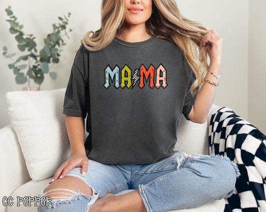 Mama Distressed Checker Bolt DTF TRANSFER
