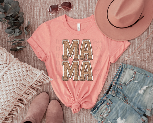 Mama Gold Brown Sequin DTF TRANSFER