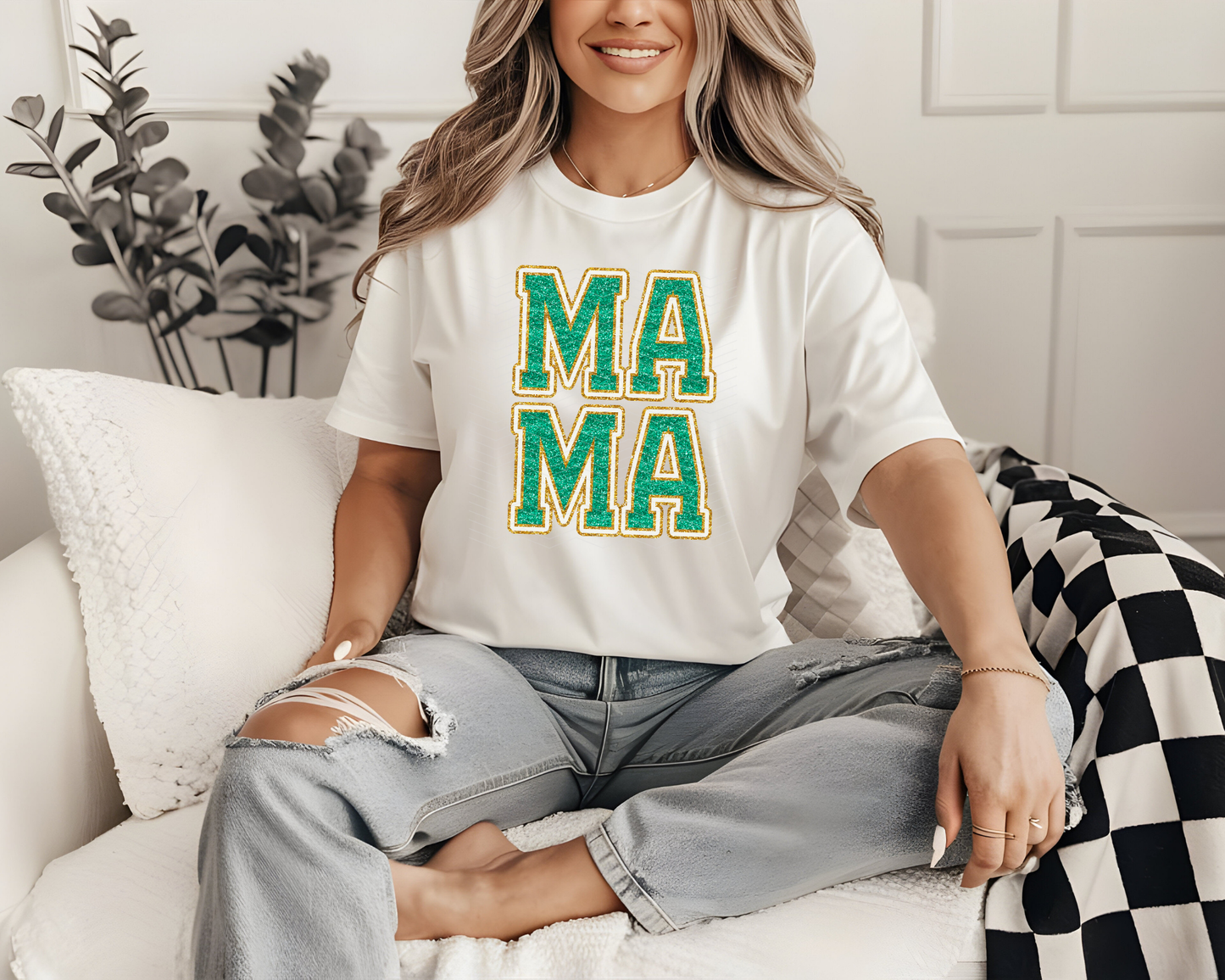 Mama Green Gold Glitter