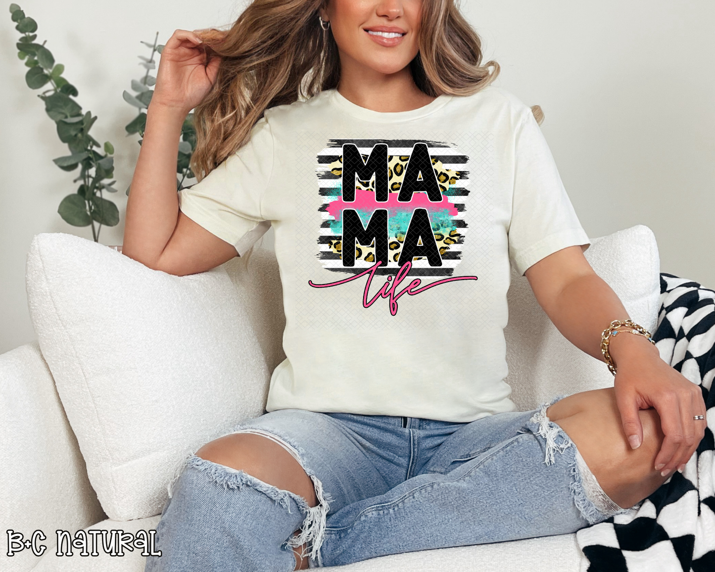 Mama Life Leopard Stripes DTF TRANSFER