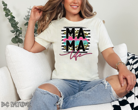 Mama Life Leopard Stripes DTF TRANSFER