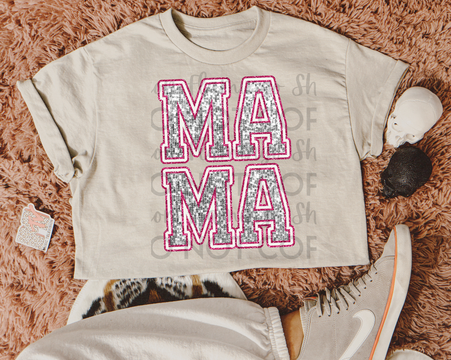 Mama Light Pink Sequin DTF TRANSFER