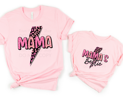 Mama & Mini Lightning Bolt | Pink & Blue Versions | DTF TRANSFER