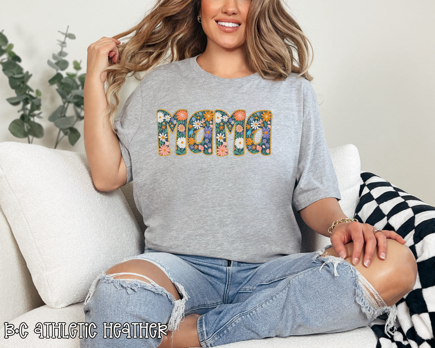 Mama Navy Floral DTF TRANSFER