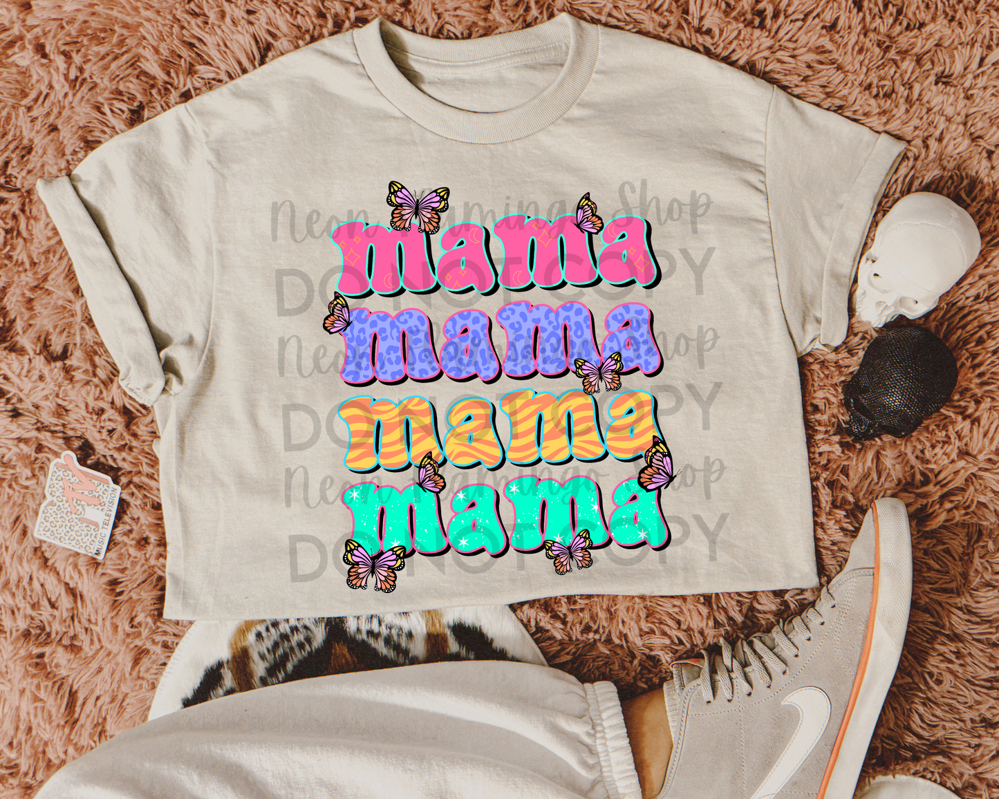 Mama Neon Butterfly DTF TRANSFER