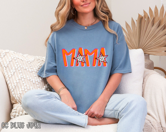 Mama Orange Pink Checkered Stars DTF TRANSFER