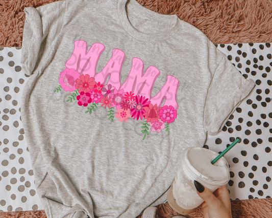 Mama Pink Flowers DTF TRANSFER