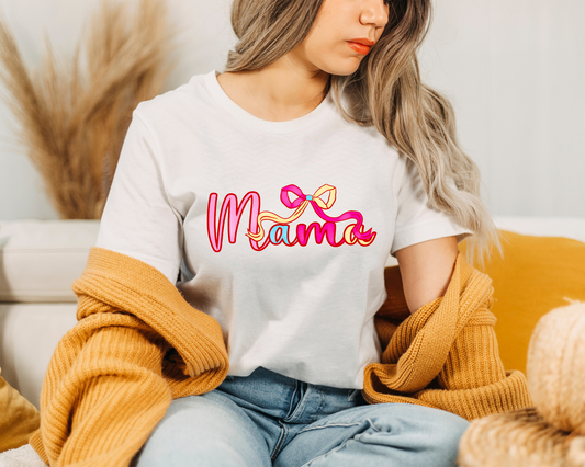 Mama Pink Yellow Bow DTF TRANSFER