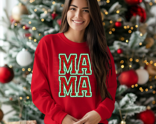 Mama Red & Green glitter