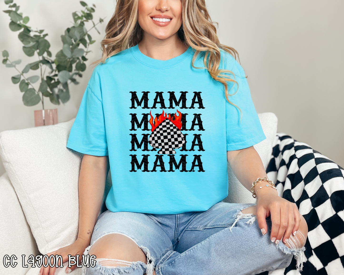 Mama Stacked Checkered Spade DTF TRANSFER