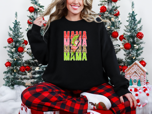 Mama Stacked Christmas Lightning Tie-Dye DTF TRANSFER