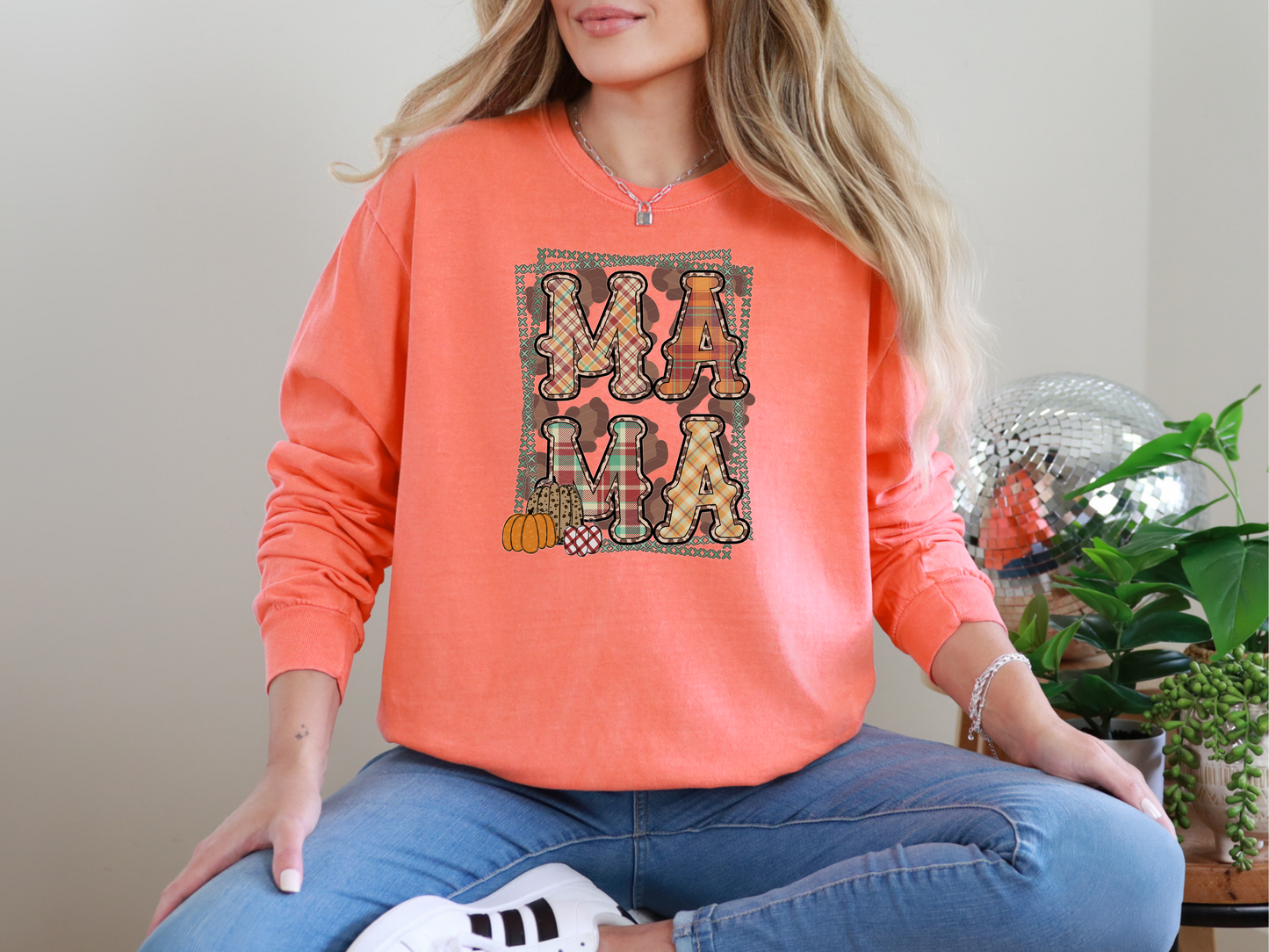 Mama Fall Flannel Stitches DTF TRANSFER