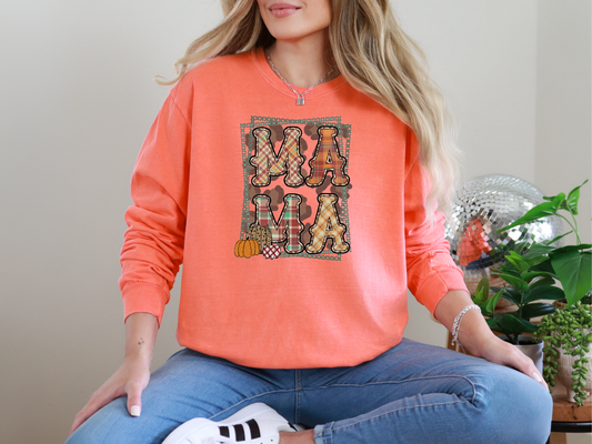 Mama Fall Flannel Stitches DTF TRANSFER