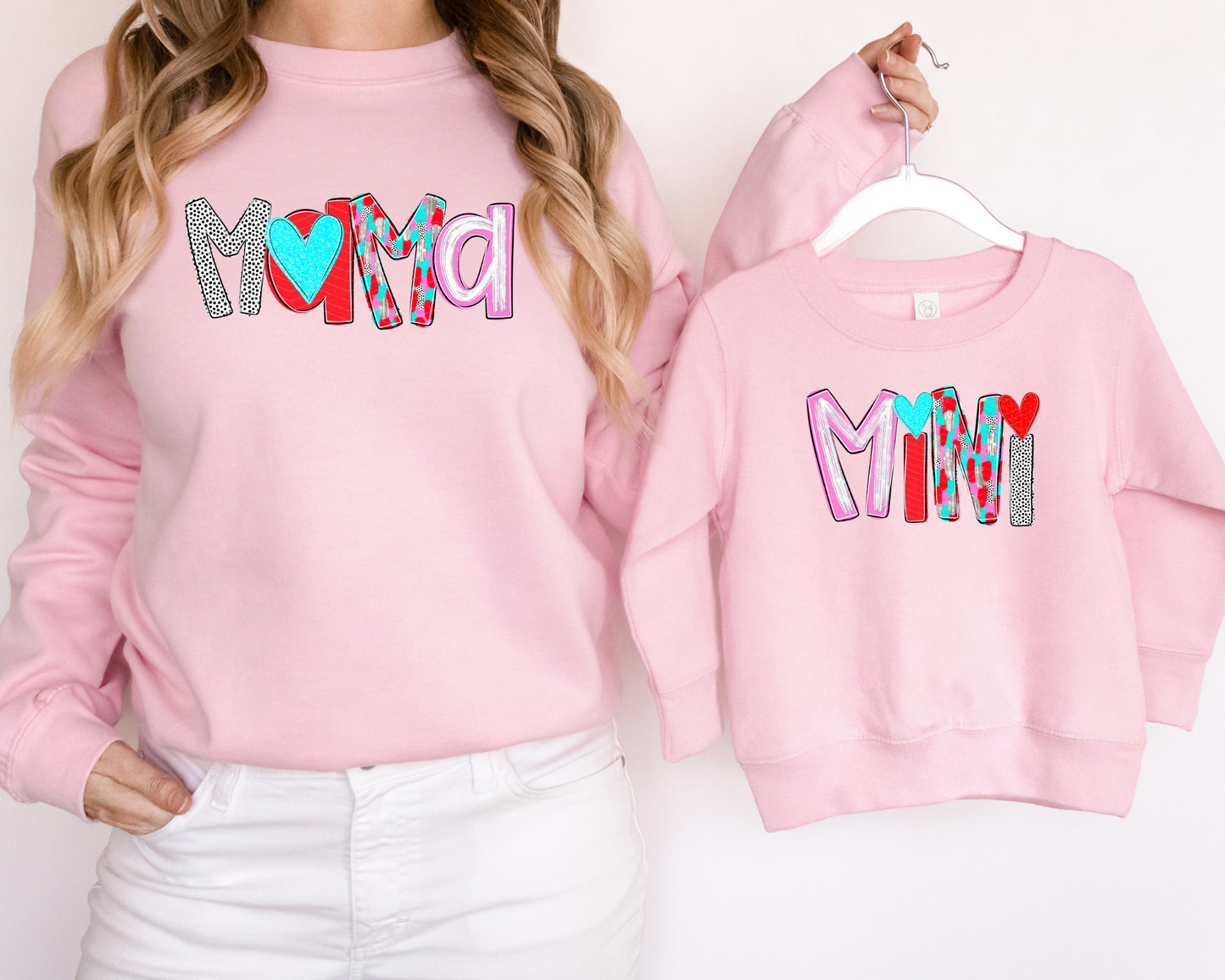 Mama & Mini | Hearts Poppy Style | DTF TRANSFER