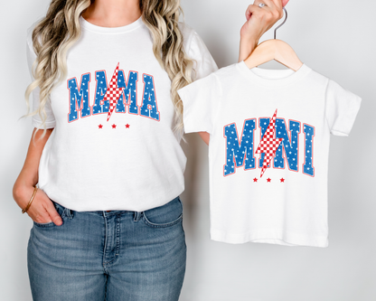 Mama and Mini Lightning Varsity DTF TRANSFER