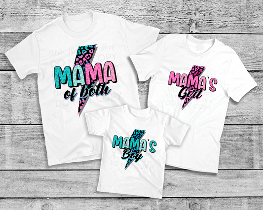 Mama & Mini Lightning Bolt | Pink & Blue Versions | DTF TRANSFER