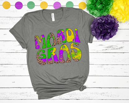 Mardi Gras Groovy Wave Grunge Leopard