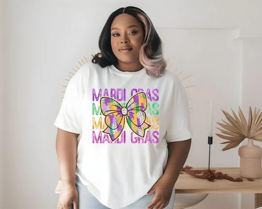 Mardi Gras Stacked Bow Brushstroke