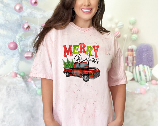 Merry Christmas Plaid Truck DTF TRANSFER