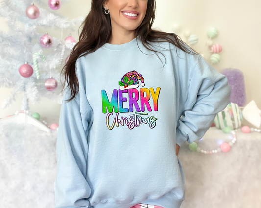 Merry Christmas Rainbow Leopard Hat DTF TRANSFER